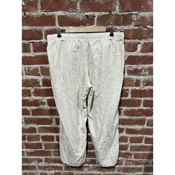 Hollister Womens Beige Linen Adjustable Hi Rise Wide Leg Pants Size XL - Picture 2 of 3